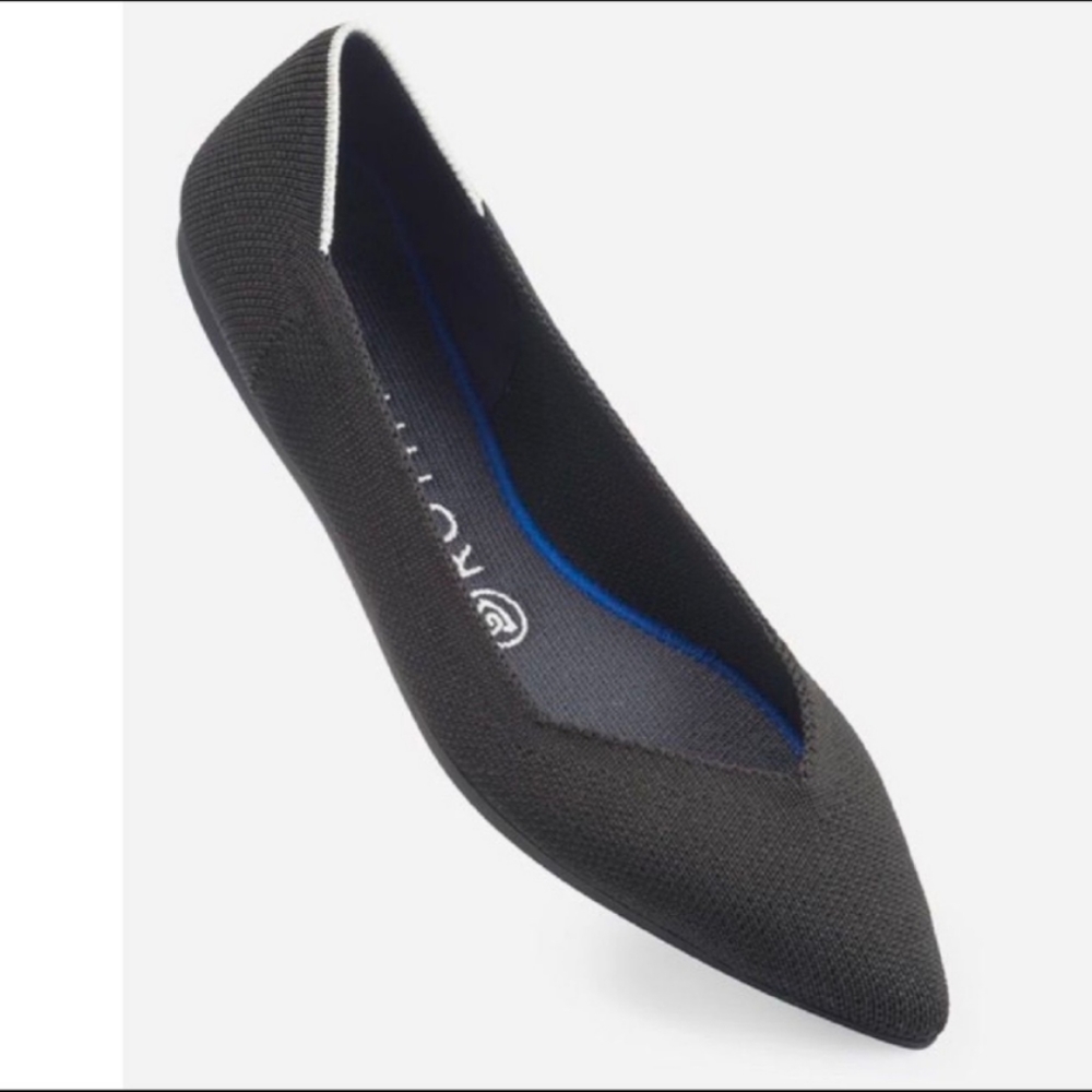 ROTHY'S THE POINT BLACK SOLID WOMEN'S FLAT SHOES size 4.5